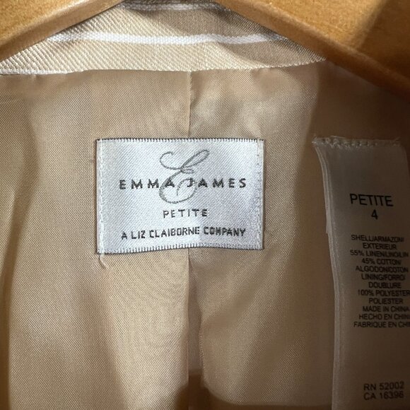 Emma James Beige & White Striped Jacket Sz 4P - Picture 3 of 4